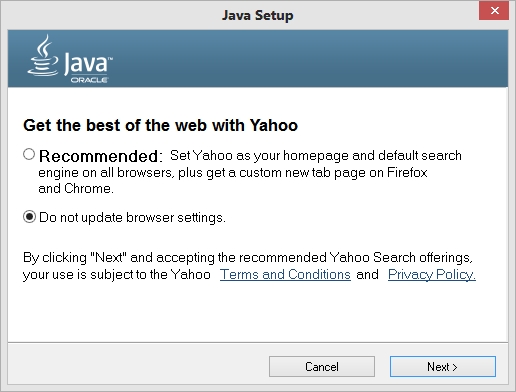 Do not update Browser settings