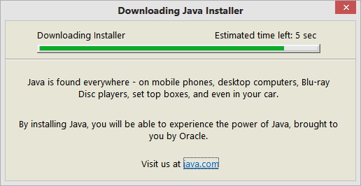 Java Installation Files are downloading