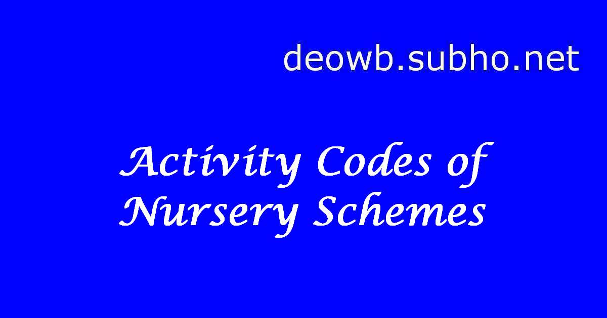 MGNREGA Nursery Scheme Activity Codes